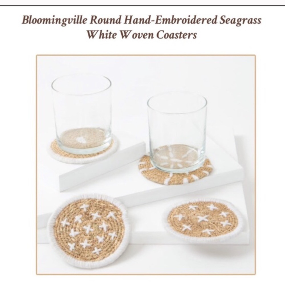 Bloomingville 4 round seagrass woven coaster
